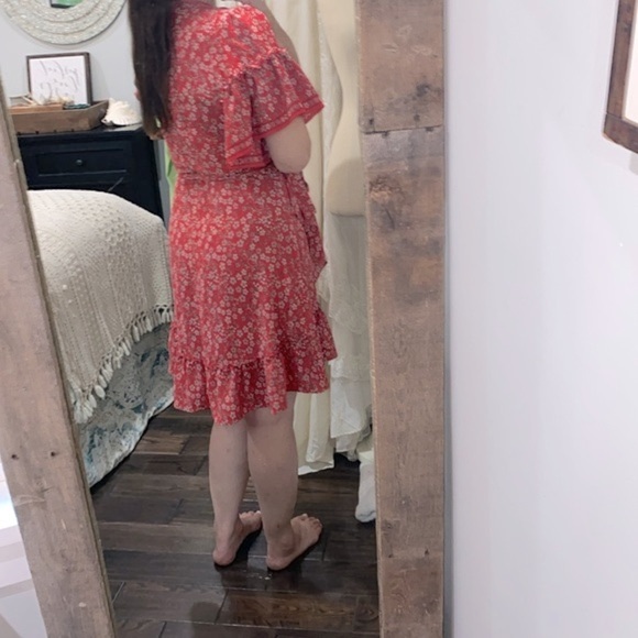 Max Studio red floral boho flirty dress size small - Picture 6 of 10